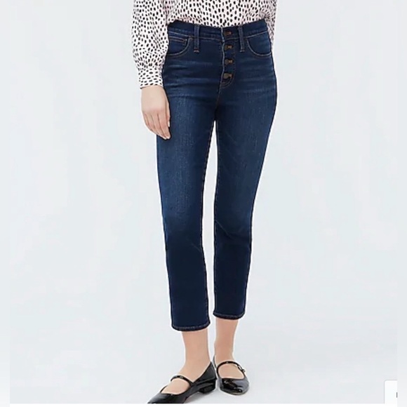 J. CREW Jeans High Rise Vintage Straight Dark Academia Blue Size 25 - Picture 1 of 16